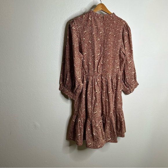 Doen Prancing Fawn Leda Deer Ruffle Cotton Tiered Long Sleeve Mini Dress XL - Picture 5 of 15